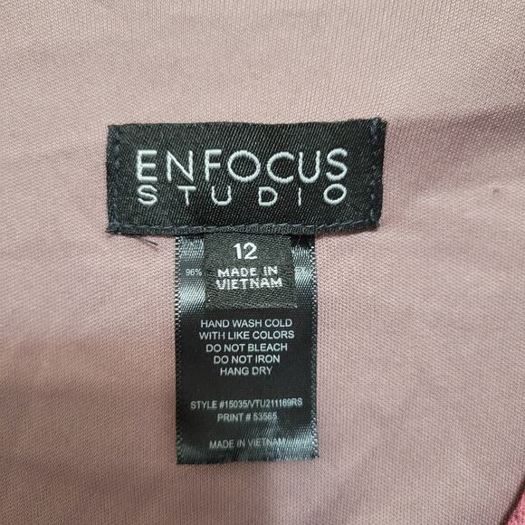 Enfocus Studio Floral Midi Dress Womens 12 Pink Floral Chiffon Romantic Ballet - Picture 9 of 12